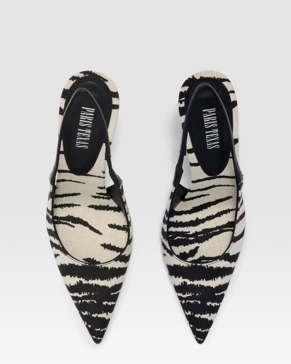 ZEBRA-PRINT LINEN SLINGBACK