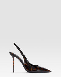 TORTOISE PATENT LEATHER SLINGBACK — TORTOISE