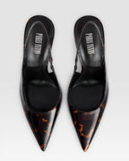 TORTOISE PATENT LEATHER SLINGBACK