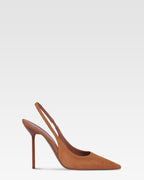 Slingbacks in cognac suede leather