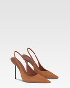 Slingbacks in cognac suede leather