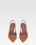 Slingbacks in cognac suede leather