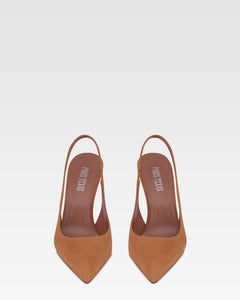 Slingbacks in cognac suede leather