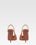 Slingbacks in cognac suede leather