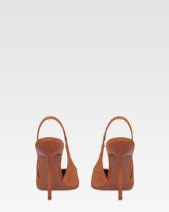 Slingbacks in cognac suede leather