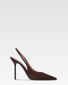 Slingbacks in pelle scamosciata ebano