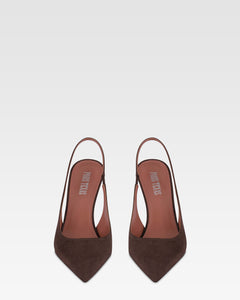 Slingbacks in pelle scamosciata ebano