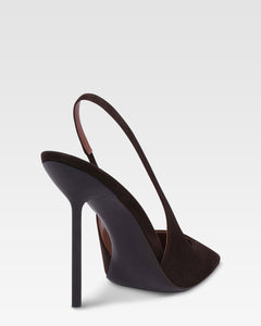 Slingbacks in pelle scamosciata ebano