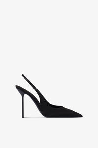 Slingbacks in black satin.