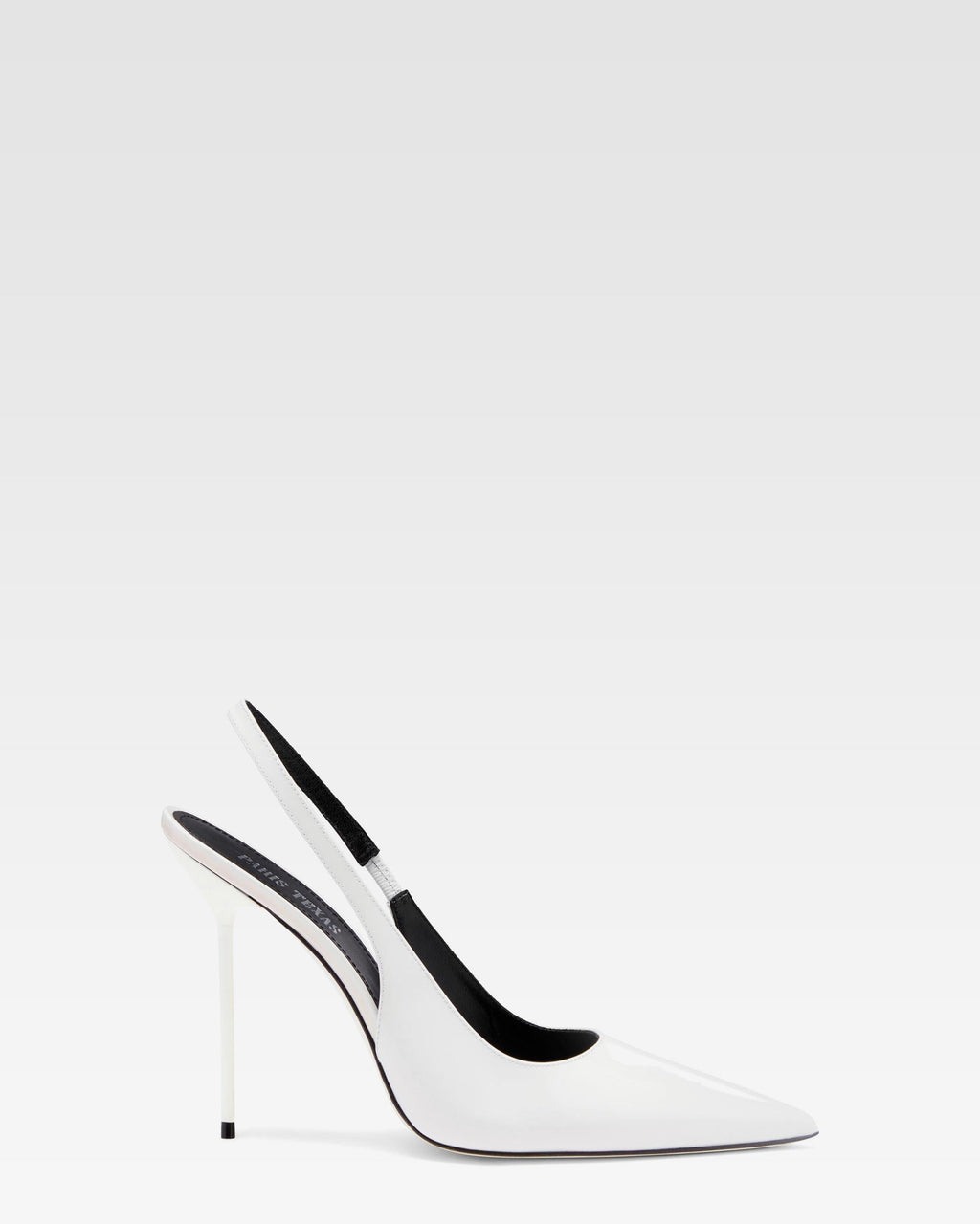 White patent leather slingbacks