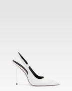 White patent leather slingbacks