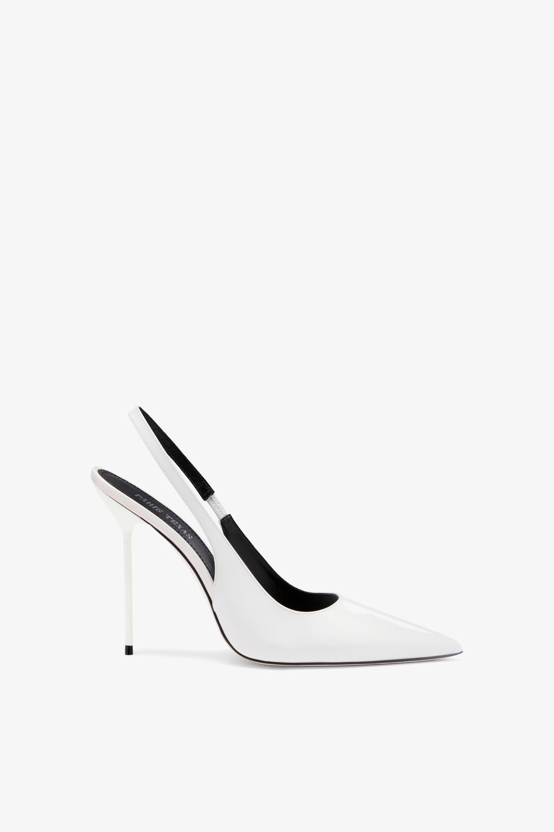 Slingback-Pumps aus weissem Lackleder