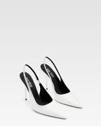 White patent leather slingbacks