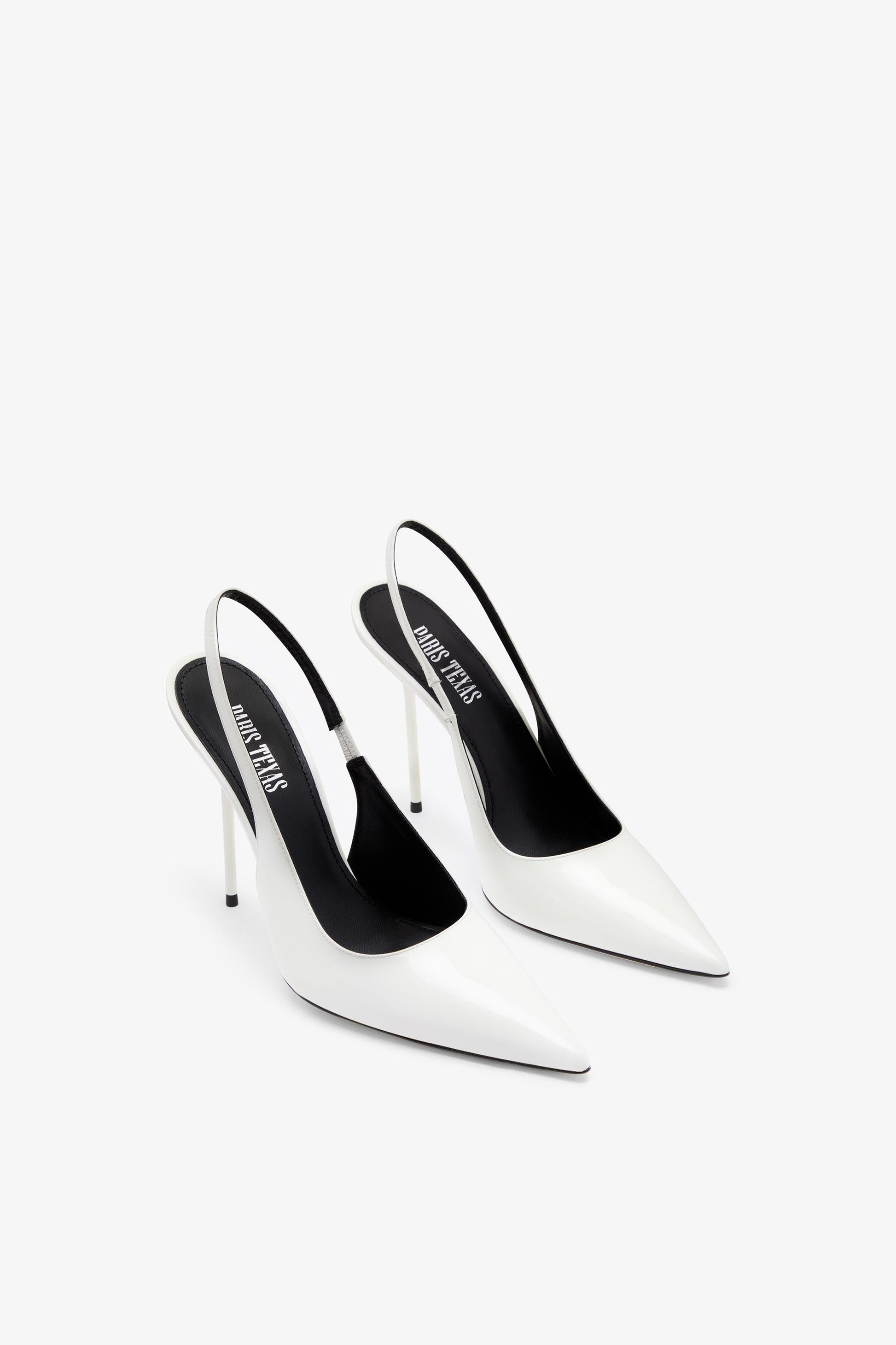 Escarpins slingback en cuir verni blanc