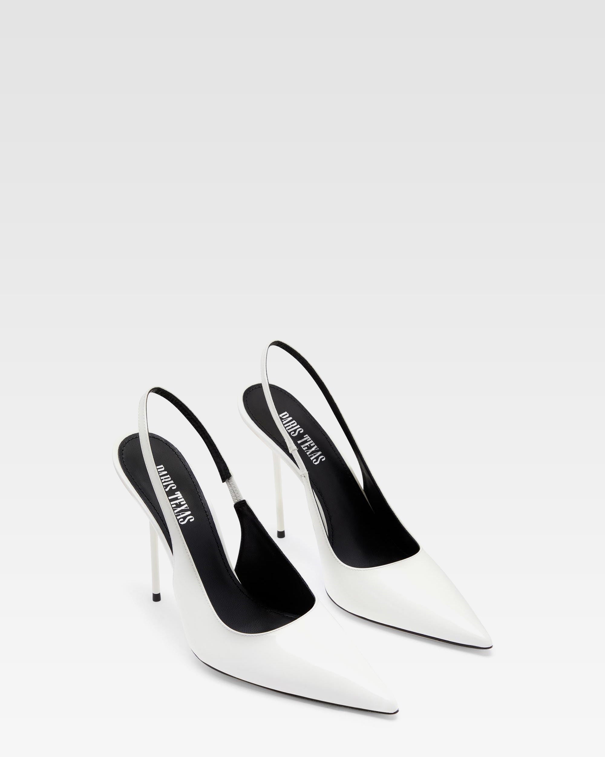 White patent leather slingbacks
