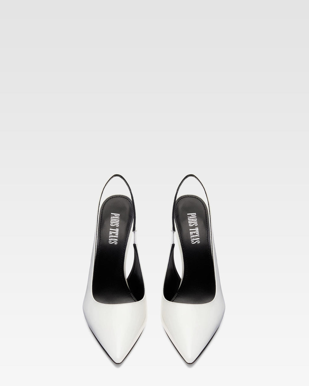 White patent leather slingbacks