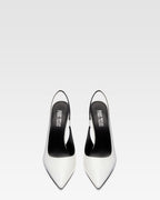 White patent leather slingbacks