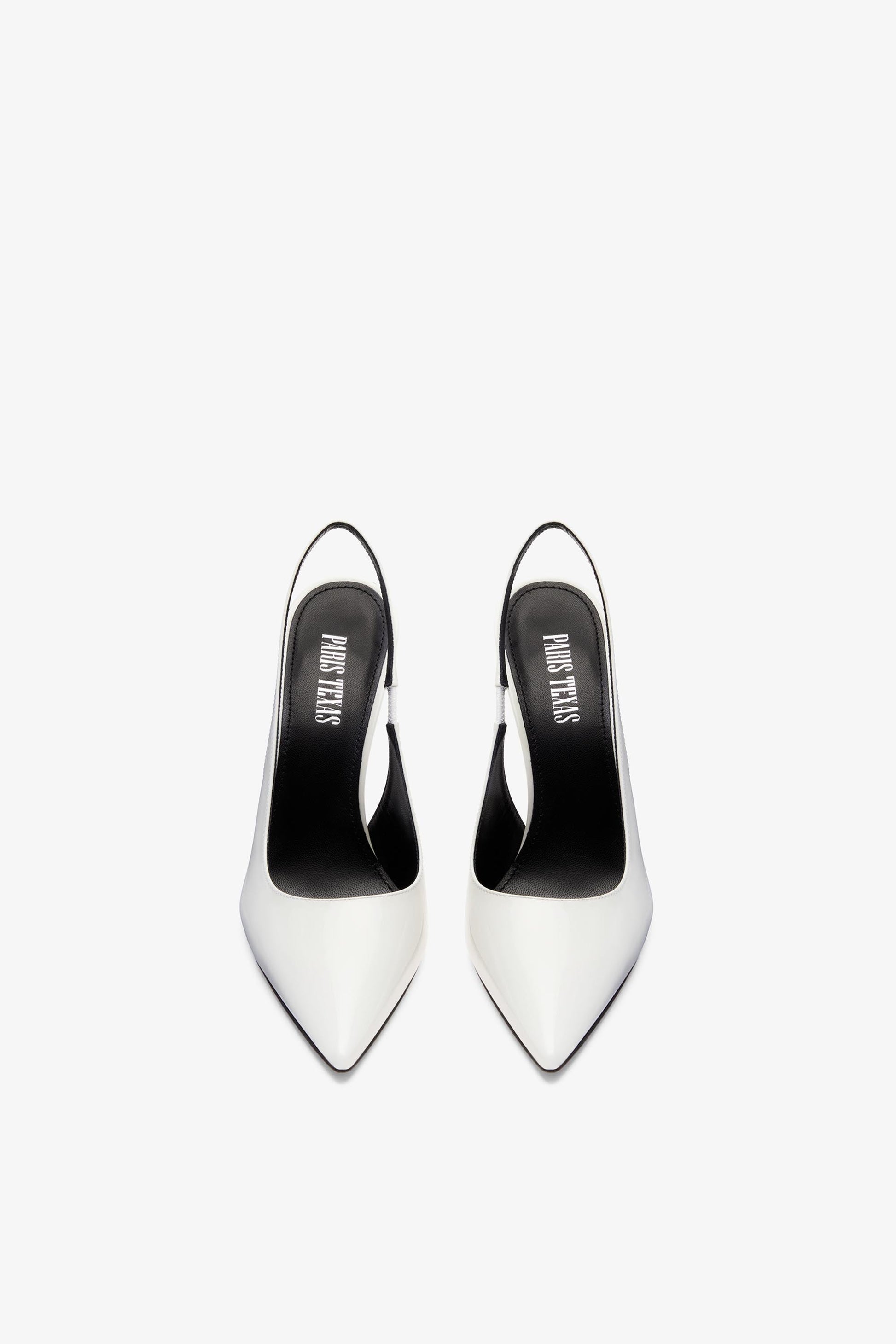 Slingback-Pumps aus weissem Lackleder