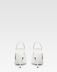 White patent leather slingbacks