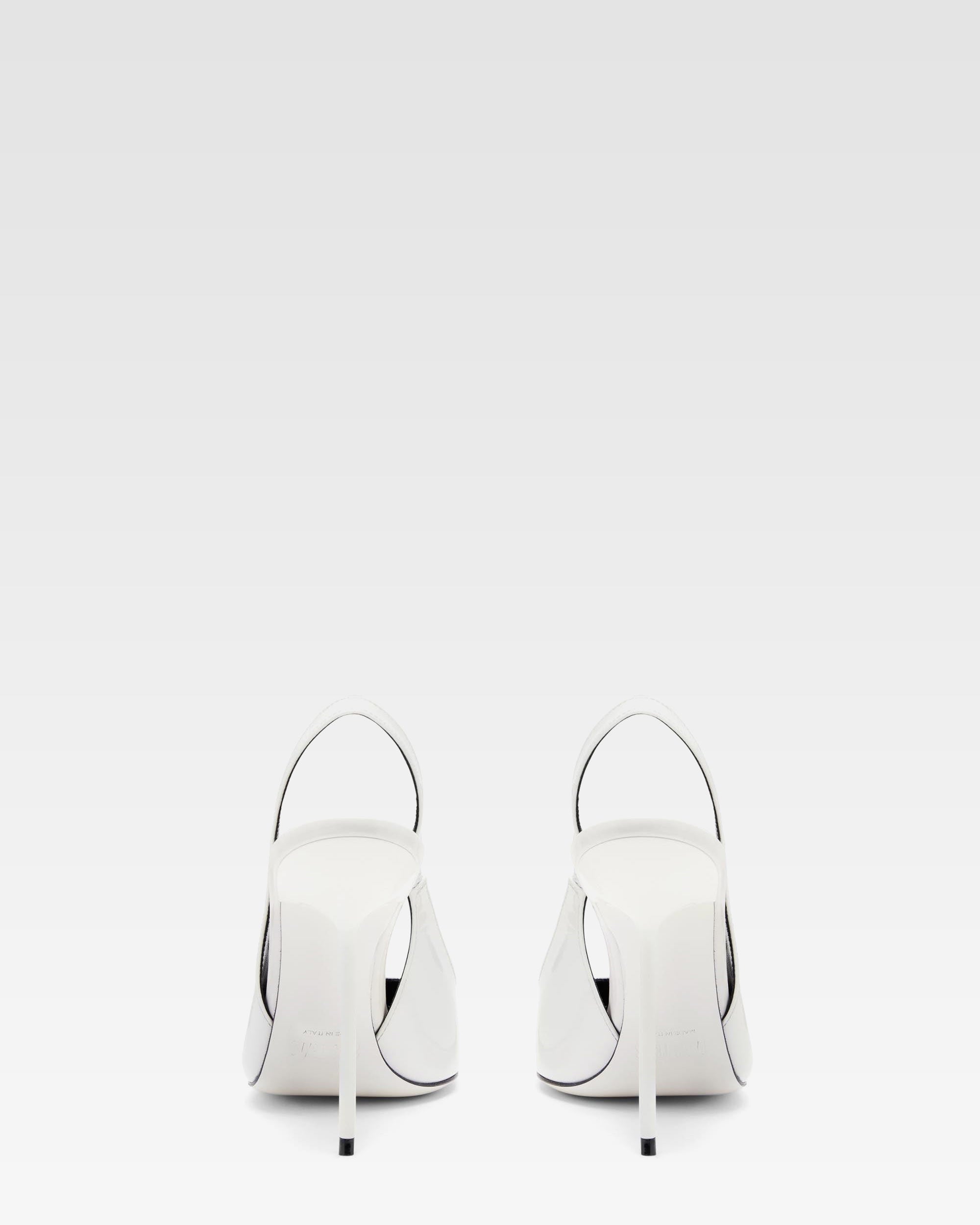 White patent leather slingbacks