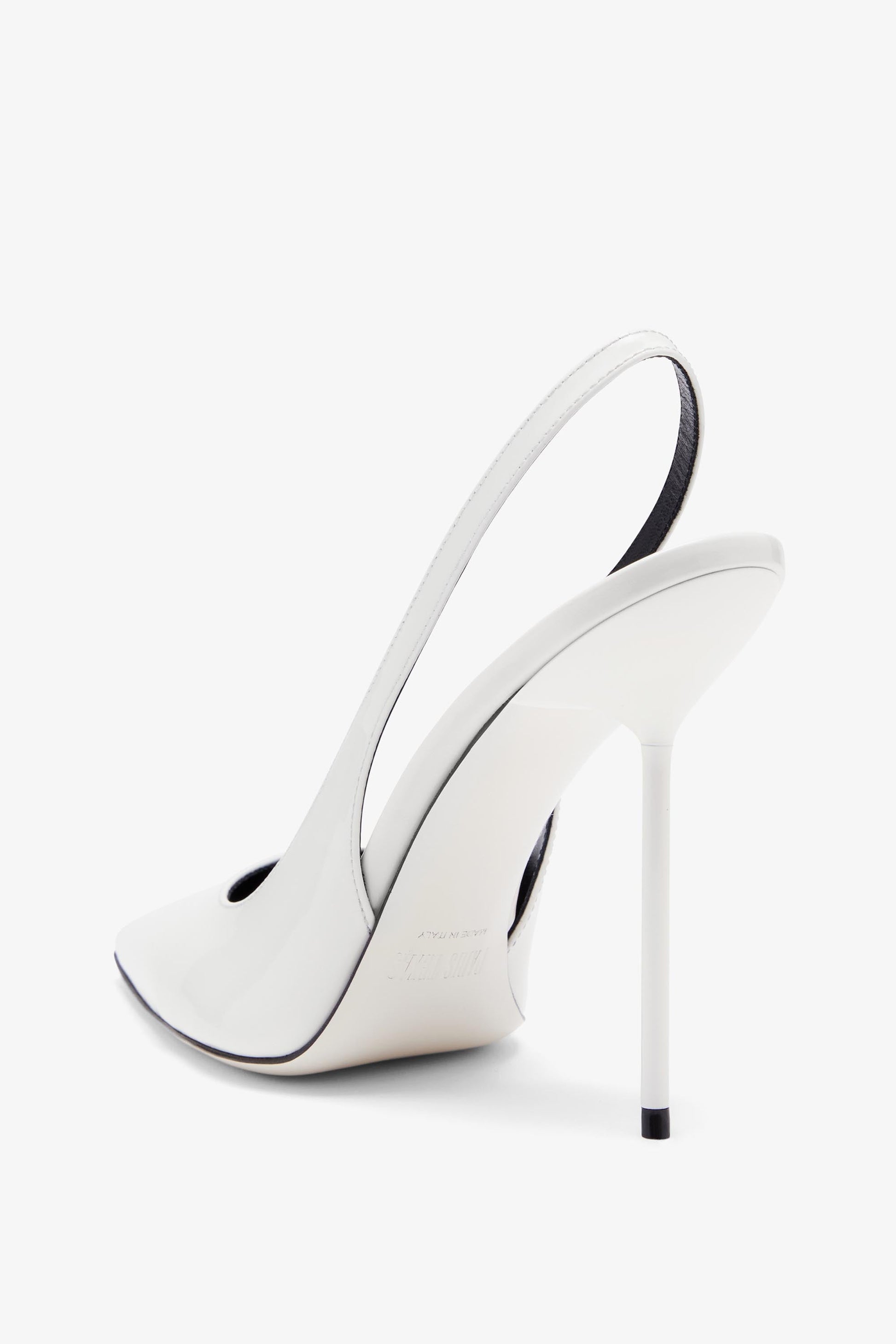 White patent leather slingbacks