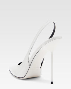 White patent leather slingbacks