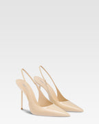 Slingbacks in almond patent leather