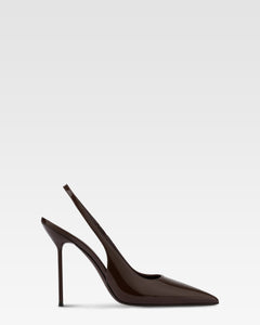 Slingbacks in chocolate patent leather