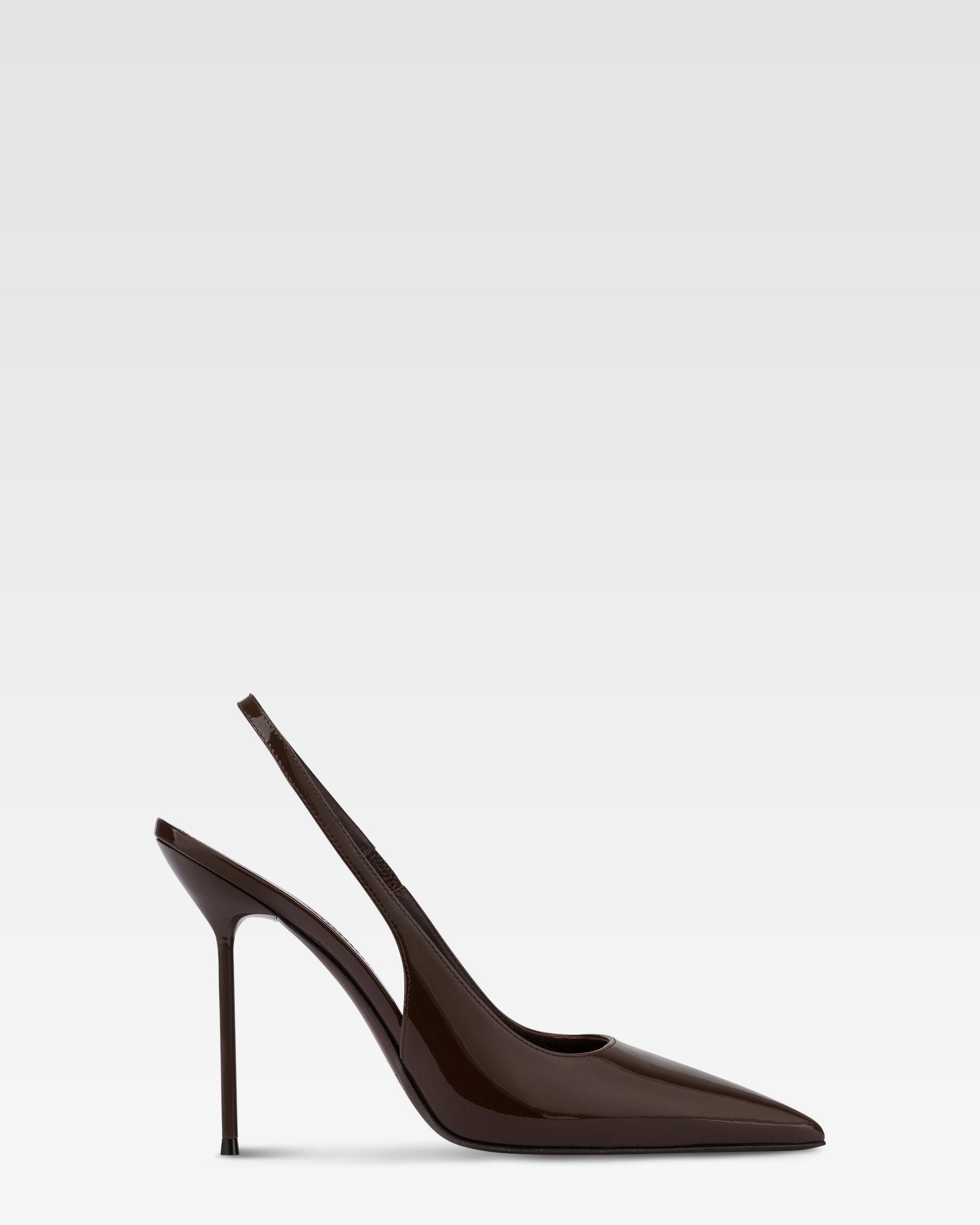 Slingbacks in chocolate patent leather
