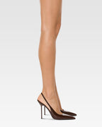 Slingbacks in chocolate patent leather