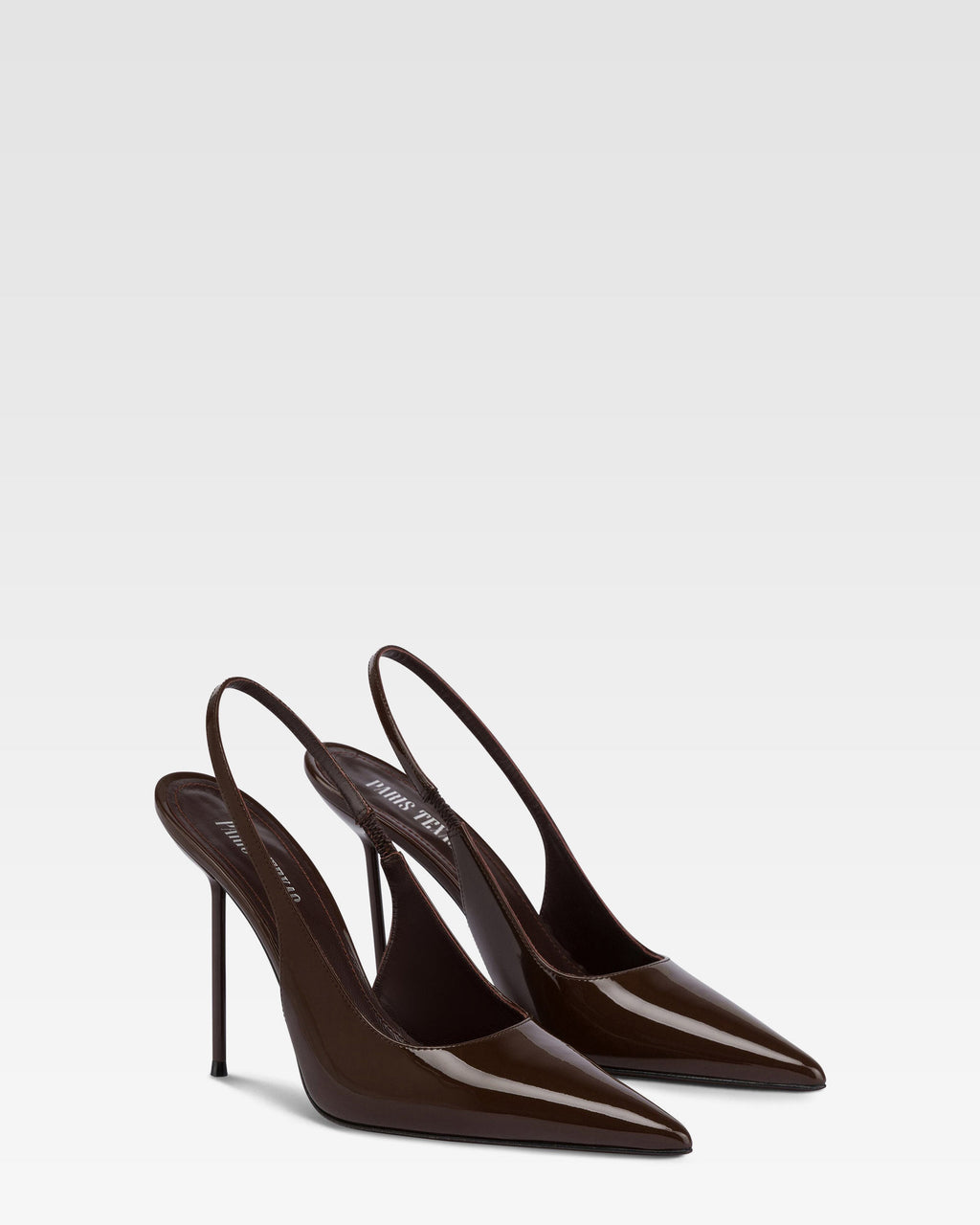 Slingbacks in chocolate patent leather
