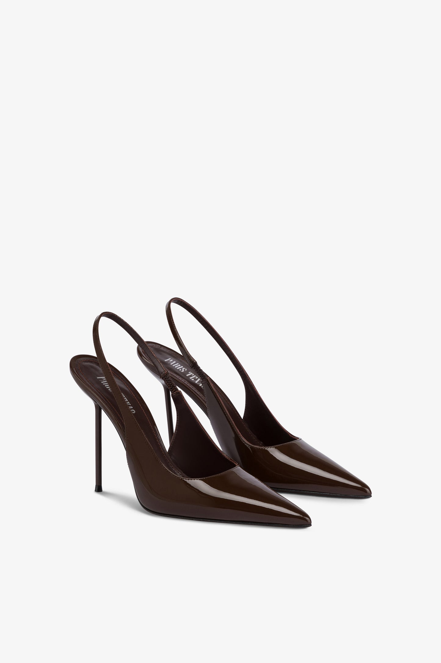 Slingbacks in chocolate patent leather