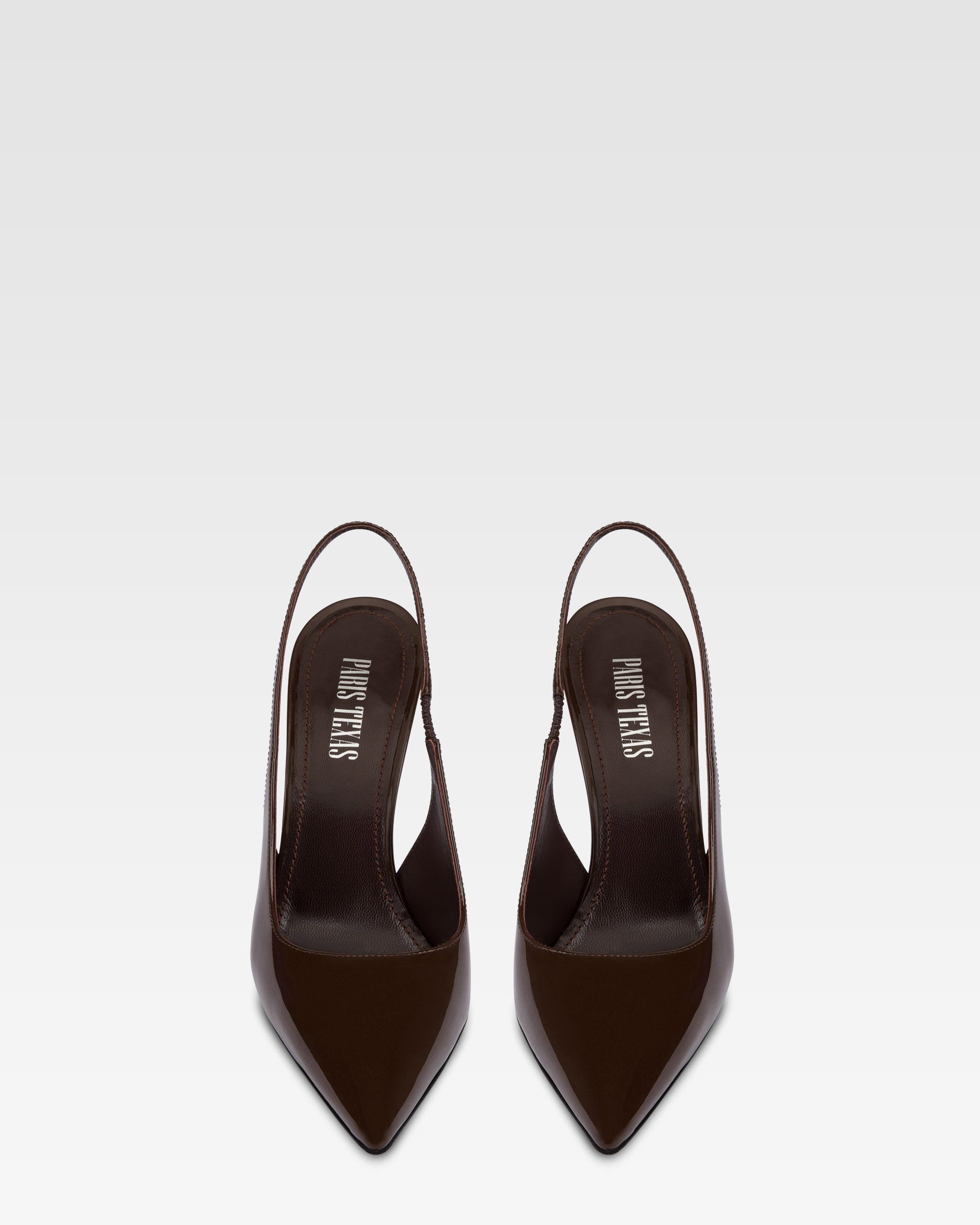 Slingbacks in chocolate patent leather