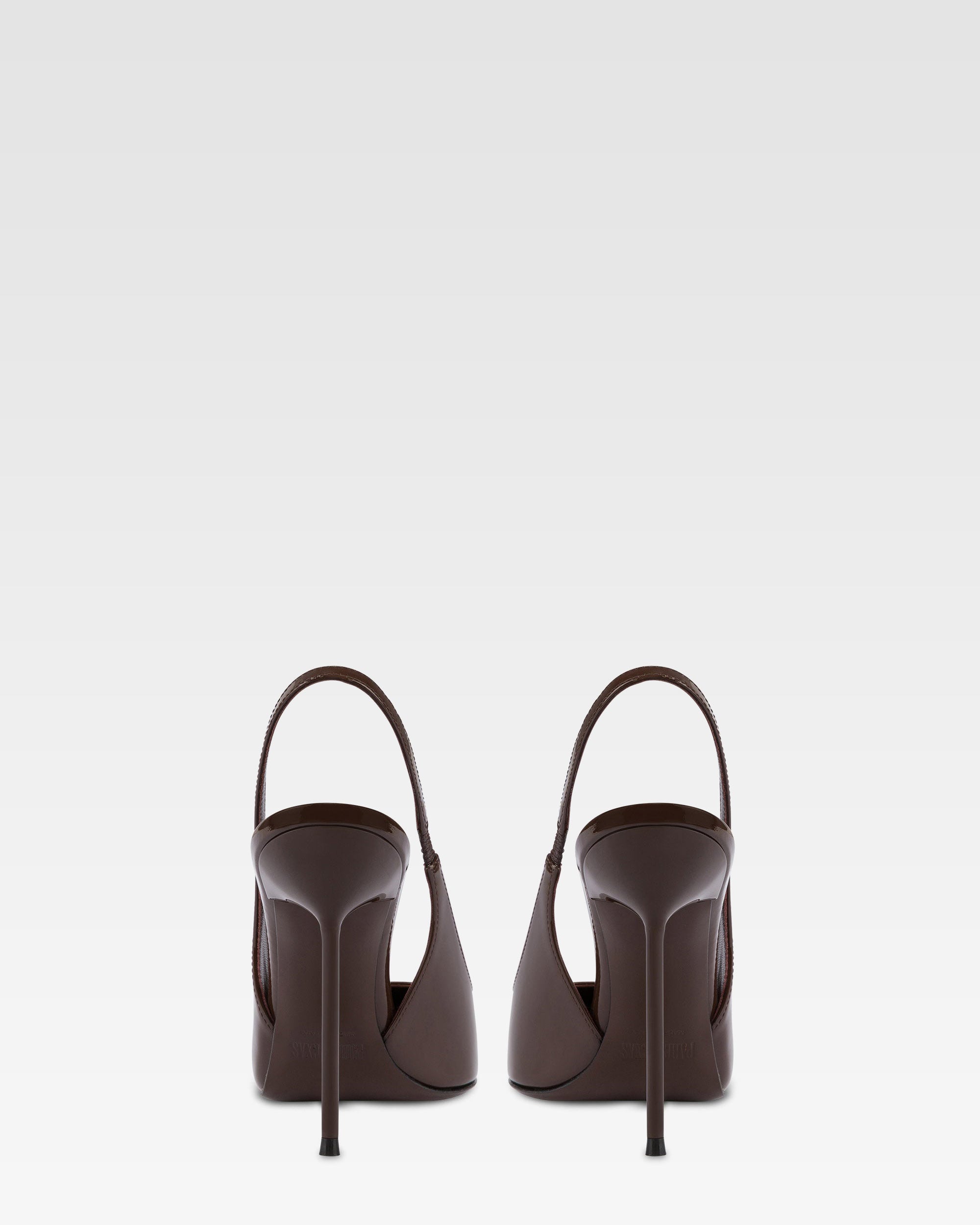 Slingbacks in chocolate patent leather