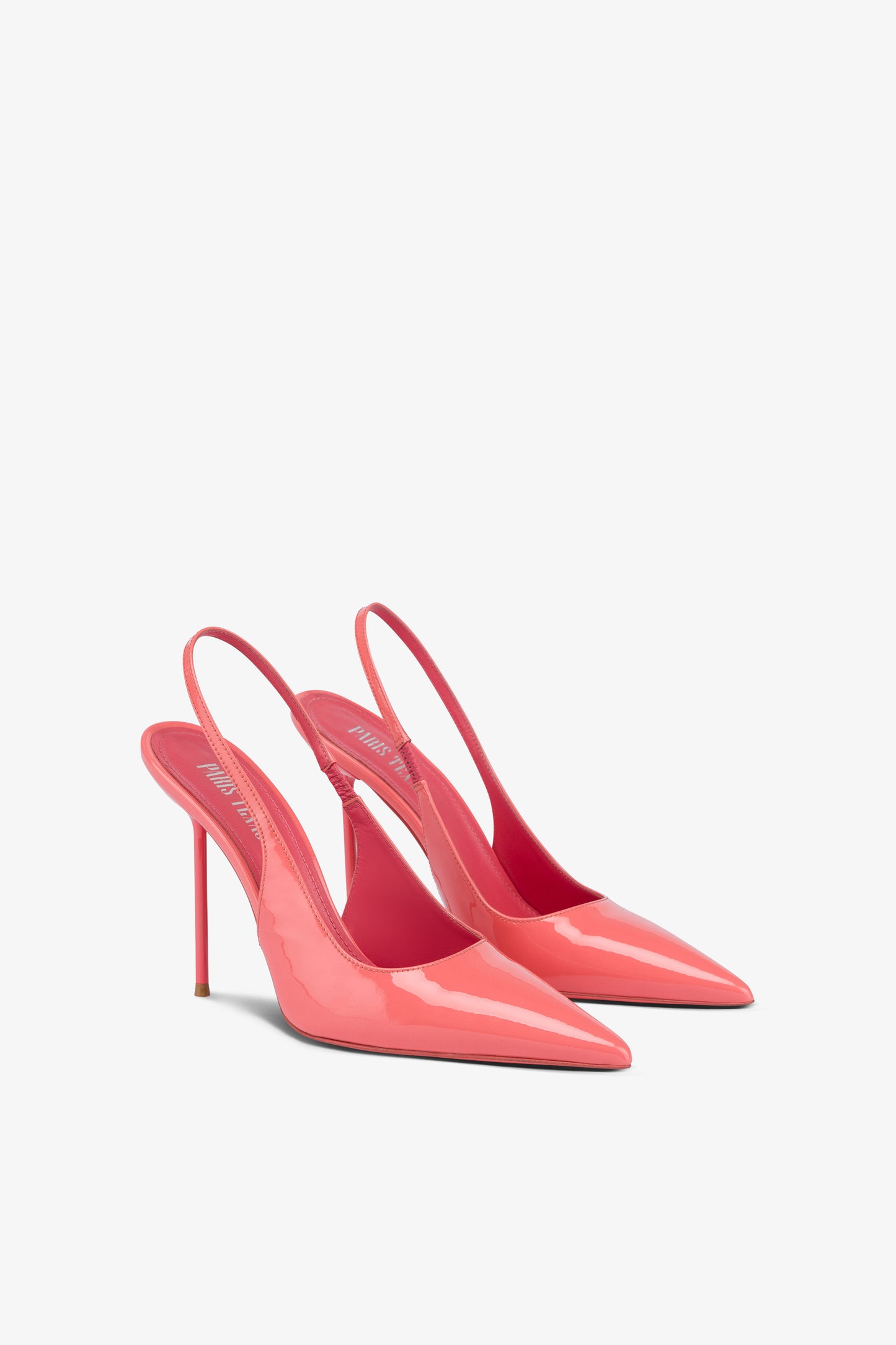 Slingbacks in coral patent leather