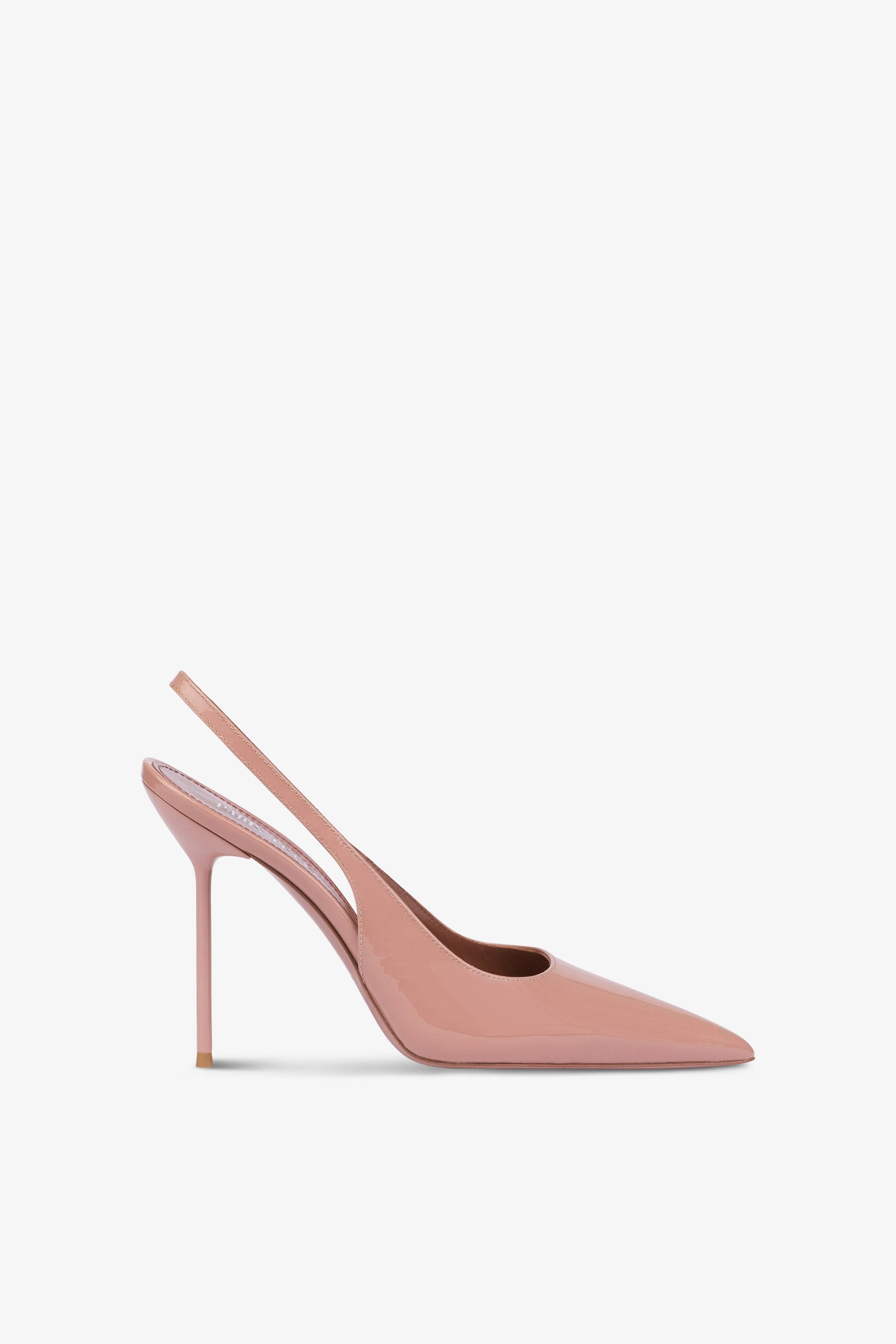 Scharfkantige, spitz zulaufende Slingbacks aus Lackleder in Texas Pink