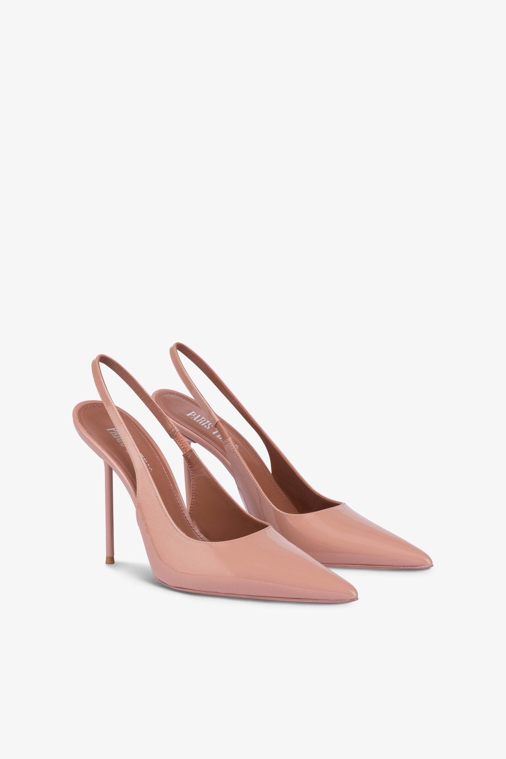 Scharfkantige, spitz zulaufende Slingbacks aus Lackleder in Texas Pink