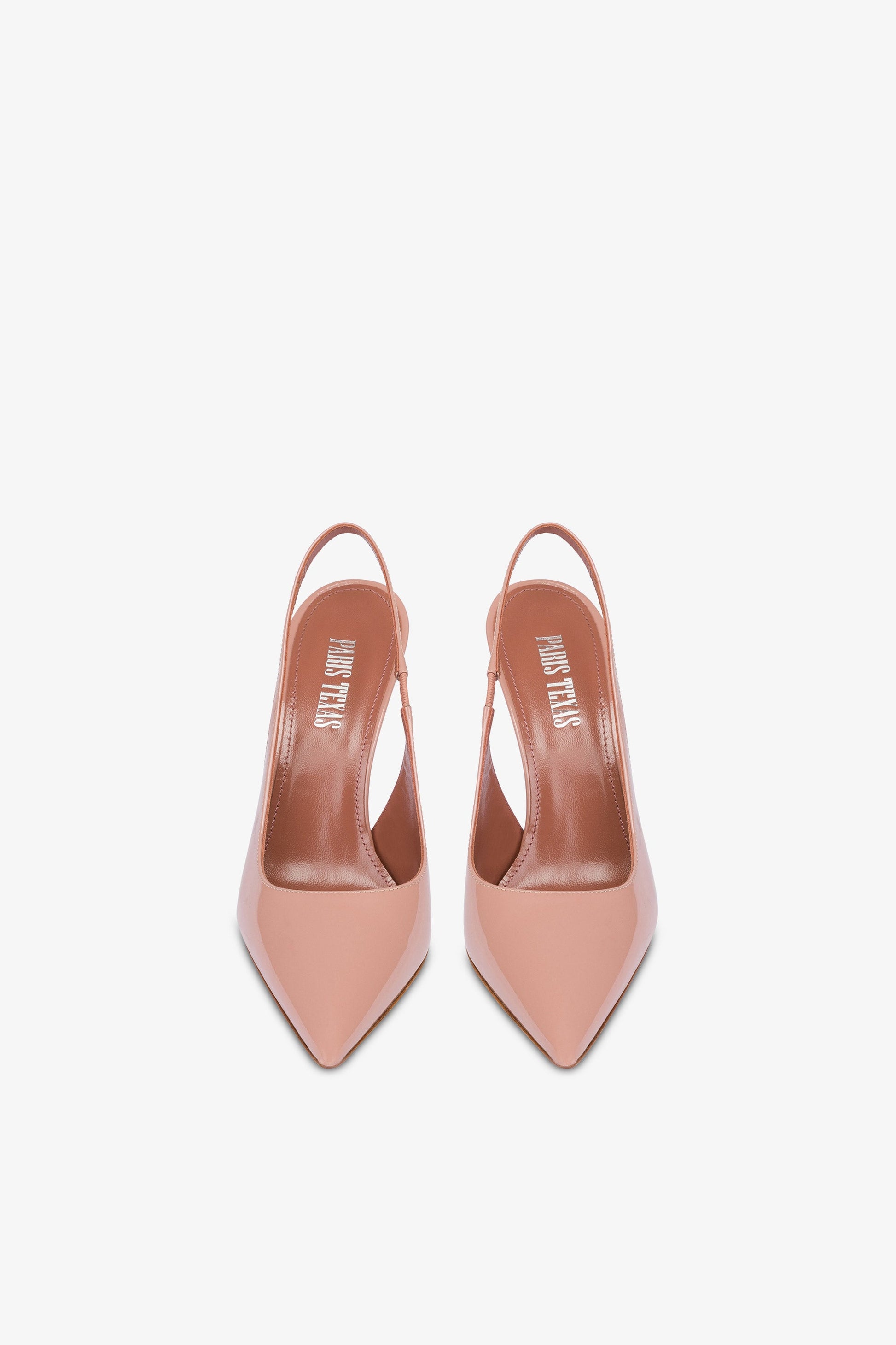 Scharfkantige, spitz zulaufende Slingbacks aus Lackleder in Texas Pink