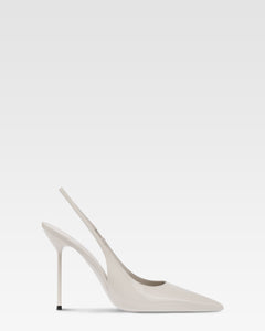 Slingbacks in grey patent leather