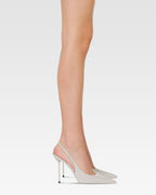 Slingbacks in grey patent leather