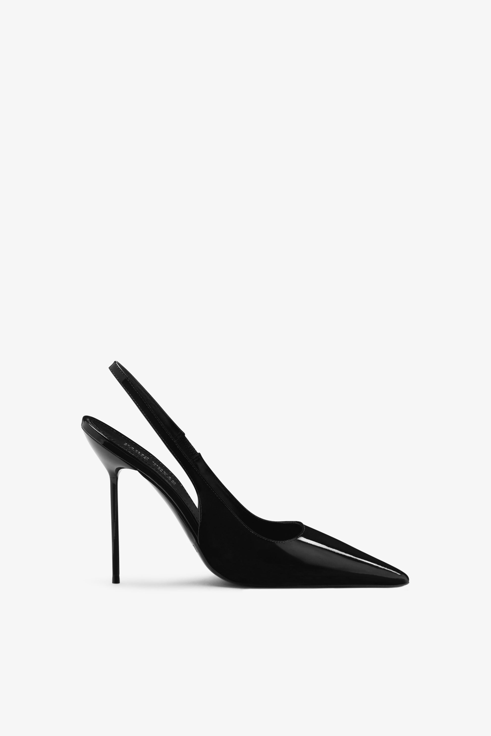 Slingback-Pumps aus schwarzem Lackleder