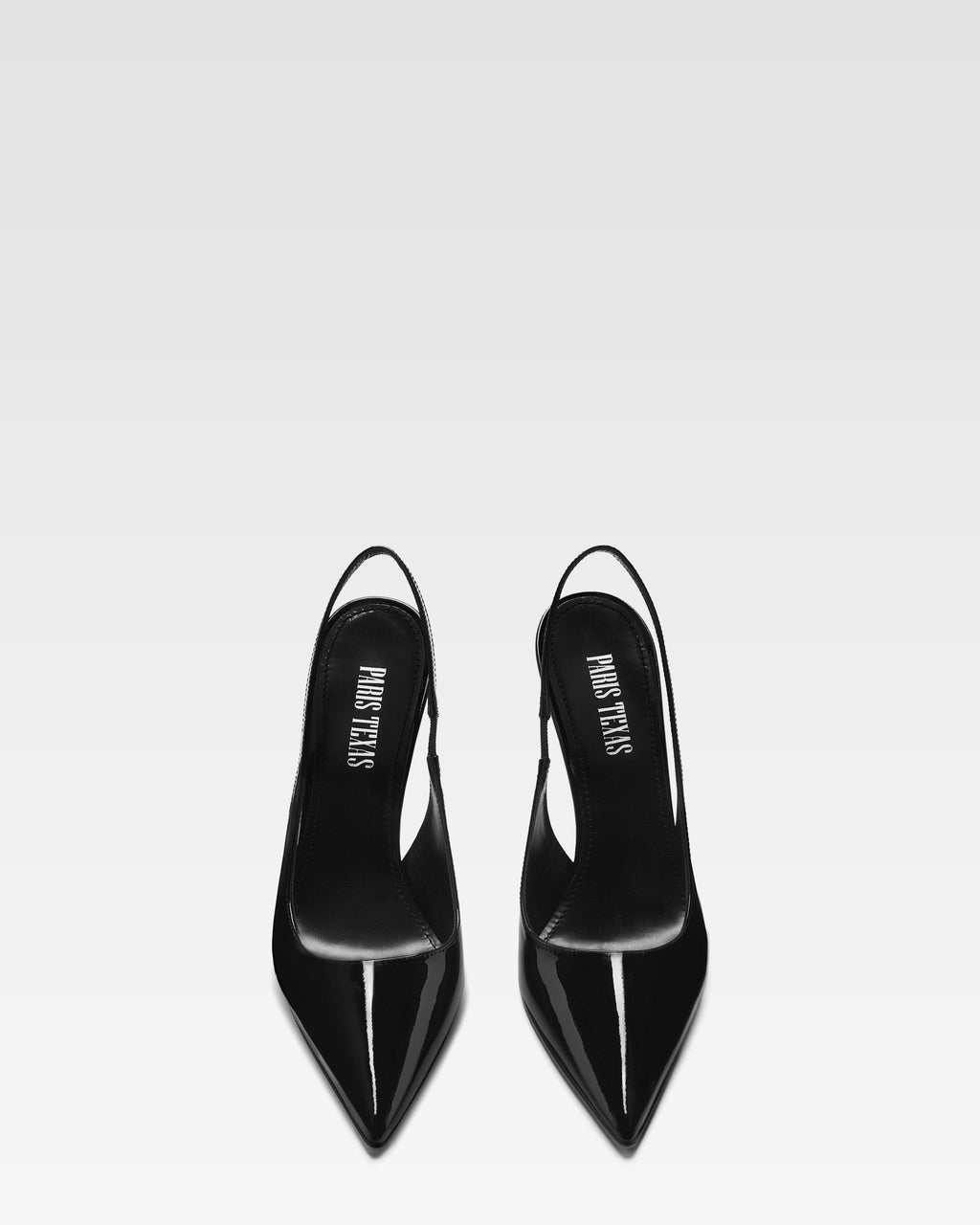 Black patent leather slingbacks
