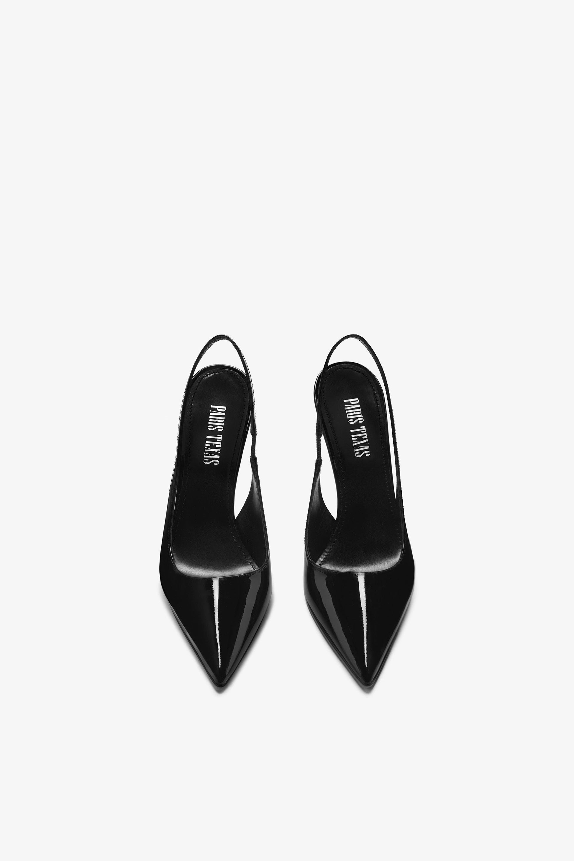 Escarpins slingback en cuir verni noir