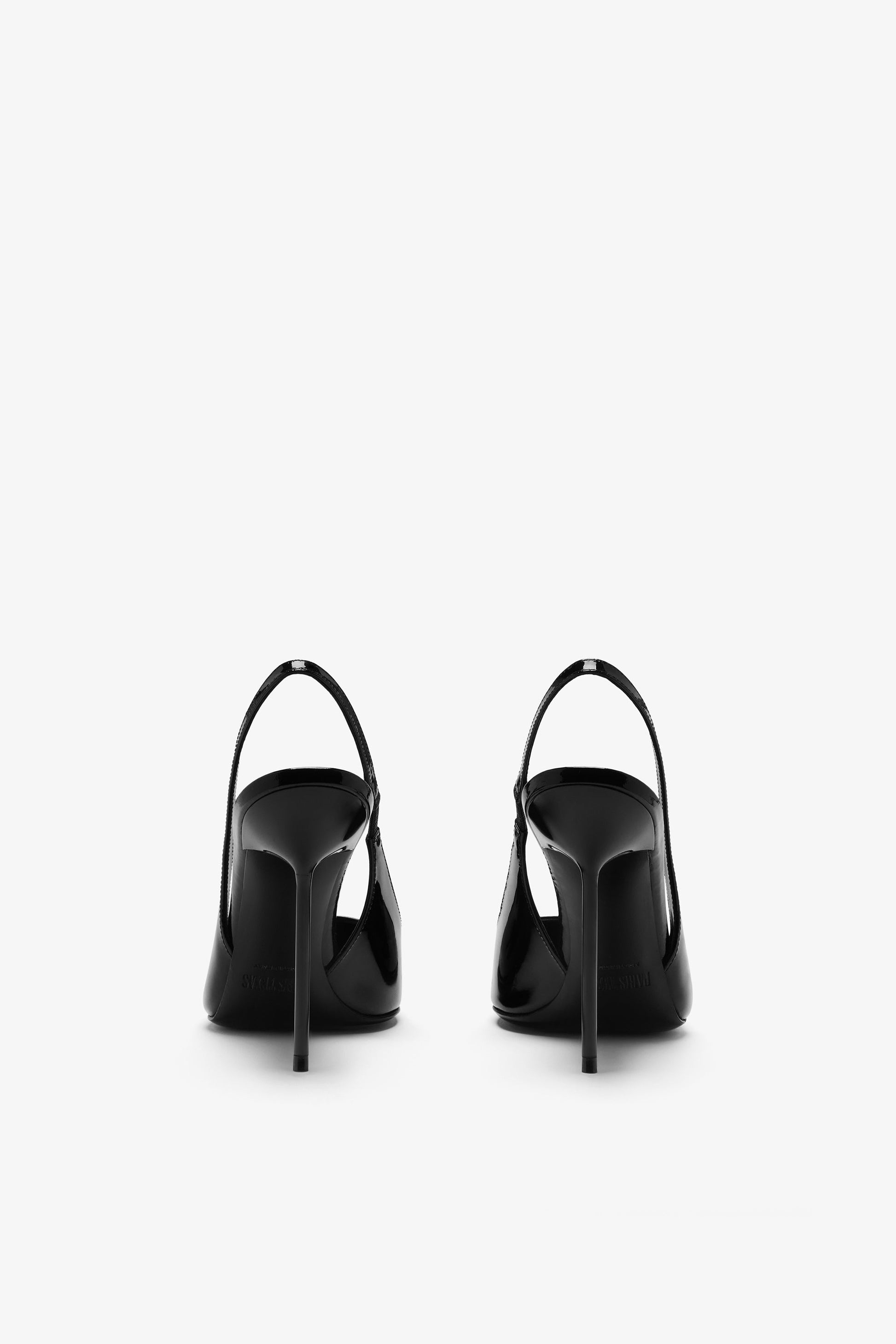 Escarpins slingback en cuir verni noir