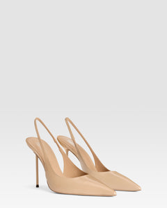 Slingbacks in vernice miele