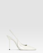 Slingbacks in optic white patent leather