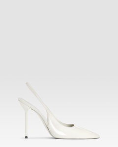 Slingbacks in optic white patent leather
