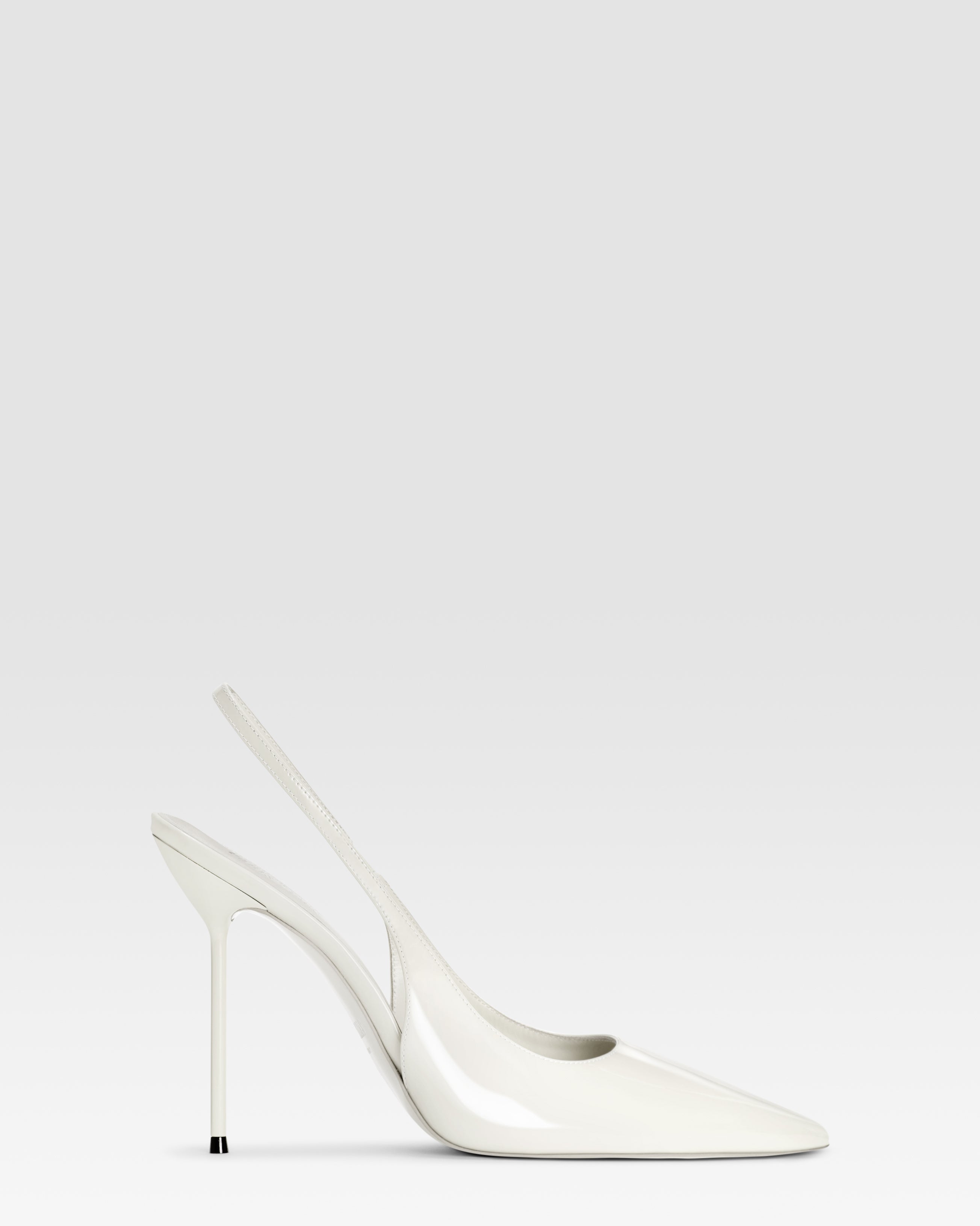 Slingbacks in optic white patent leather