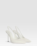 Slingbacks in optic white patent leather