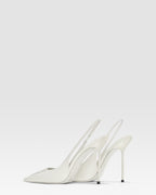 Slingbacks in optic white patent leather